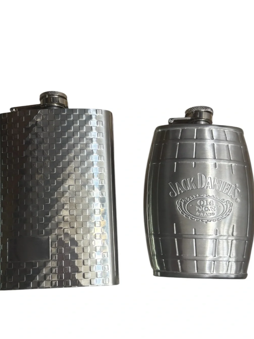 LOT OF 2 STAINLESS STEEL FLASKS—1 JACK DANIELS / 1 ART DECO Style NWOT